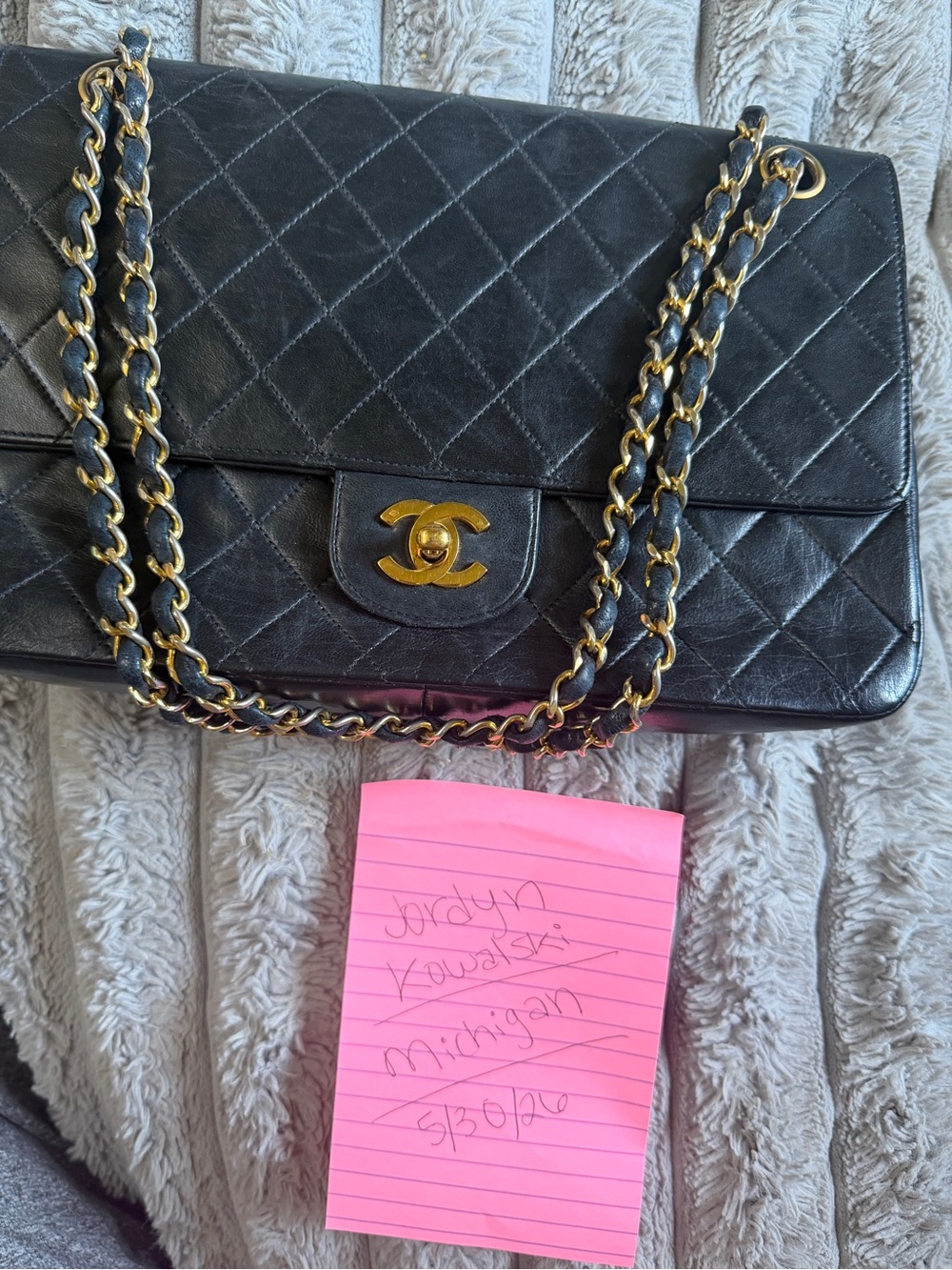CHANEL Black Quilted Vintage Double Flap Bag with 24K Gold Hardware